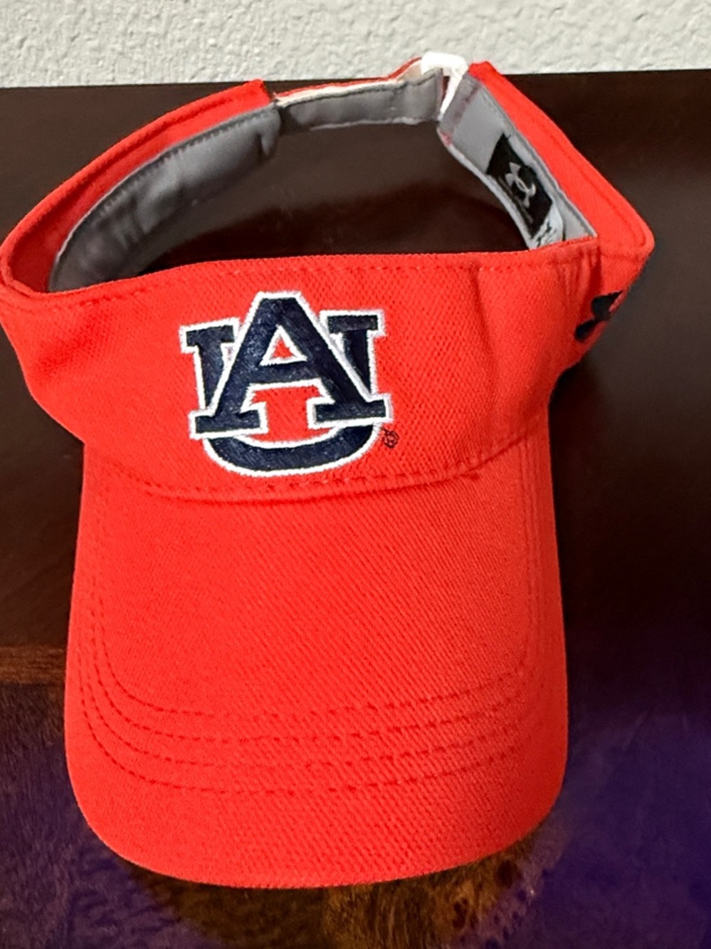 Under Armour Orange Kids Visor with Navy AU Logo